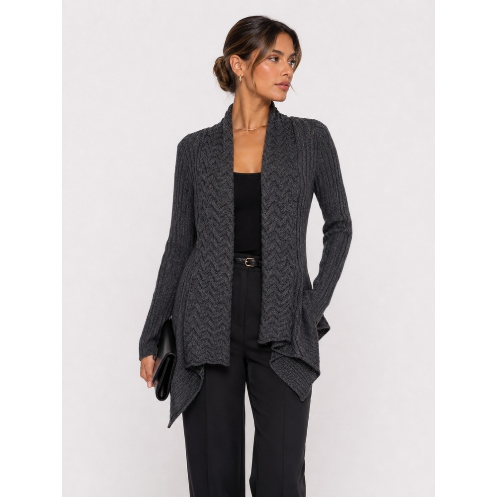 Catherine Lillywhites‎ Gray Alpaca Wool Blend Knit Open Cardigan Italy S
